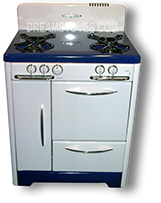 1947 30” - O'Keefe & Merritt Vintage Stove  with blue porcelain cook-top and kick-plate