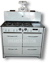 1939 Wedgewood Double Oven Antique Stove, in White Porcelain, with White Knobs and Handles Available from DreamStoves.com