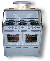 1948 O'Keefe & Merritt Vintage Stove, Model- 900-G in white Porcelain, with white Knobs and Handles