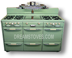 1947 Roper “Town & Country” Double Oven Vintage Stove, in custom Green Porcelain