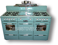 1947 Roper “Town & Country” Double Oven Vintage Stove, in Robin’s Egg Blue Porcelain
