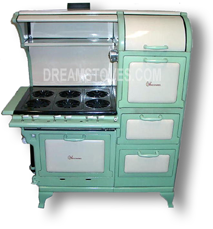 1923 Wedgewood Double Oven Antique ‘Estate Stove’ in Mint and Almond Porcelain